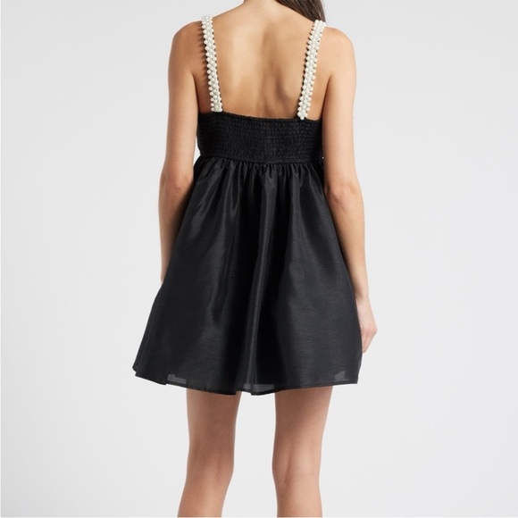 Hutch Faux Pearl Strap Cocktail Babydoll Minidress - Picture 2 of 7